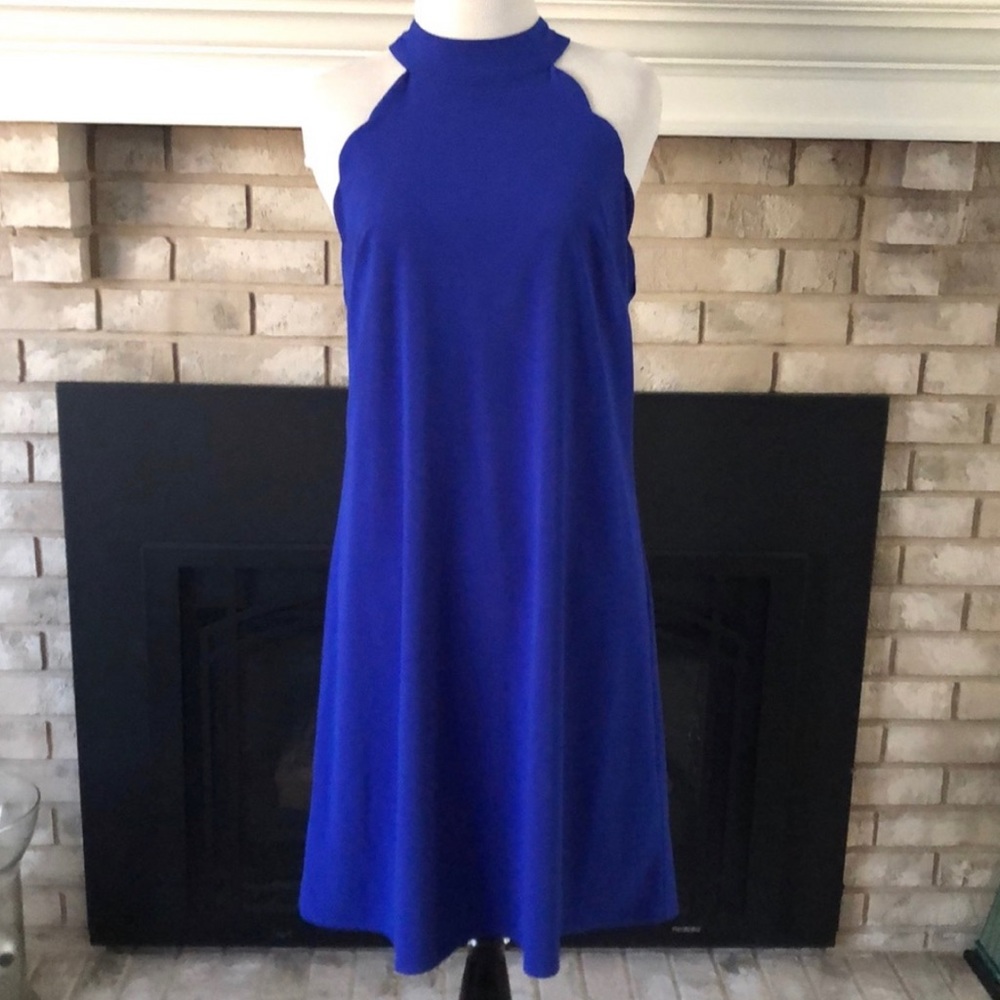 Altar’d State Royal Blue Scalloped Sleeveless High Neck Dress size Small